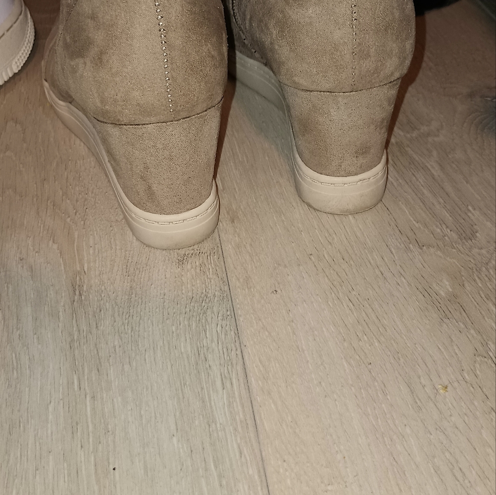 Wedge low top suede sneaker boot